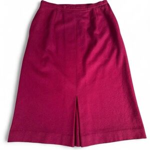 Vintage 1970s burgundy 100% wool a-line midi skirt size junior 12 or 28"